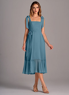 Azazie Deb Bridesmaid Dresses Bermuda A-Line with Pockets Chiffon Convertible Dress image5