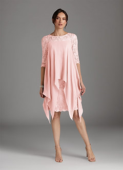 Azazie Flo Mother of the Bride Dresses Blushing Pink A-Line Lace Chiffon Dress image1