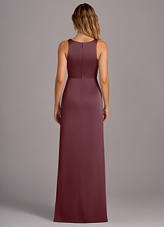 Azazie Wrenlee Bridesmaid Dresses Sangria A-Line Stretch Satin Dress image7