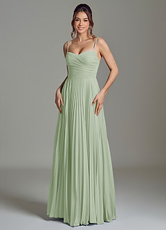 Azazie Catie 신부 들러리 드레스 A라인 스윗하트 네크라인 쉬폰 바닥 길이 드레스 image1