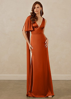 Christian Siriano Bridal for Azazie 1011 Bridesmaid Dresses Burnt Orange Mermaid Bow Stretch Satin Dress image5