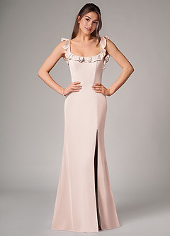 Azazie Callie Bridesmaid Dresses Rose Petal Mermaid Side Slit Chiffon Convertible Dress image1
