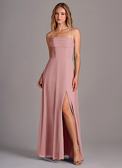 Azazie Carolyn Bridesmaid Dresses Dusty Rose A-Line Pleated Chiffon Dress image1