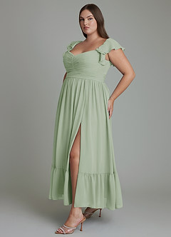 Azazie Anaya Bridesmaid Dresses Dusty Sage A-Line Sweetheart Neckline Chiffon Dress image12