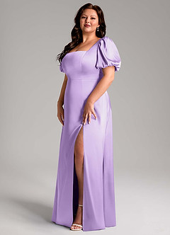 Azazie Fyona Bridesmaid Dresses Lilac A-Line Pleated Stretch Satin Dress image10
