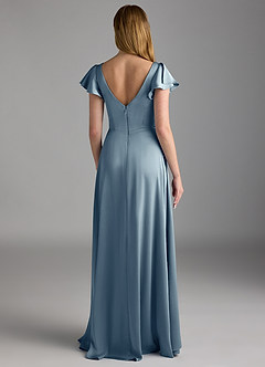 Azazie Omari Bridesmaid Dresses Dusty Blue A-Line Stretch Satin Dress image2