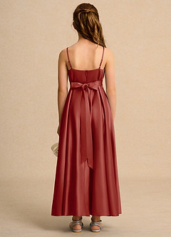 Azazie Pebbles Junior Formal Flower Girl Klänningar Klä A-Line i Matt satäng Plisserad image3