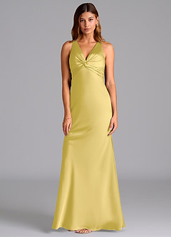Azazie Hati Bridesmaid Dresses Canary Mermaid Stretch Satin Dress image5