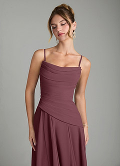 Azazie Gabriela Bridesmaid Dresses Sangria A-Line Corset Chiffon Dress image9