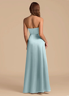 Azazie Wren 신부 들러리 드레스 A라인 스트랩리스 메탈릭 새틴 바닥 길이 드레스 image2