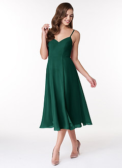 Azazie Clarissa Brautjungfernkleider A-Linie V-Hals Chiffon Kleid Smaragd image4