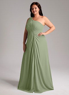 Azazie Brooke Bridesmaid Dresses Pistachio A-Line One Shoulder Chiffon Dress image8