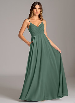 Azazie Amani Bridesmaid Dresses Sea Moss A-Line Pleated Chiffon Dress image6