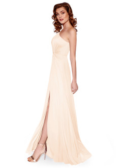Azazie Brooke Jurken voor bruidsmeisjes Jurk van Mesh met A-Lijn One-Shoulder Parel Roze image26