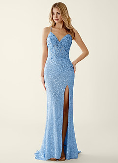 Noellress Sky Blue Lace Sequin Embroidery Beading Prom Dress image5