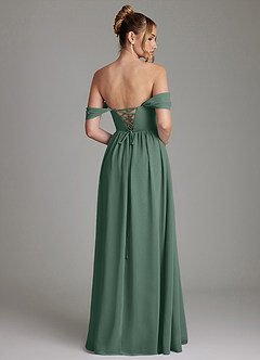 Azazie Caterina Bridesmaid Dresses Sea Moss A-Line Corset Chiffon Dress image10