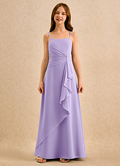 Azazie lolly Girls Formal Robe Demoiselle D'honneur Fillette Robe Trapèze en Mousseline de soie Plissée Lilas image4