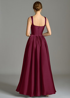 Azazie Verina Bridesmaid Dresses Mulberry A-Line Pleated Stretch Satin Dress image6
