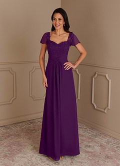 Azazie Gwenyth Mother of the Bride Dresses Grape A-Line Lace Chiffon Dress image3
