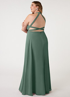 Azazie Clarice Bridesmaid Dresses Sea Moss A-Line Halter Chiffon Dress image12