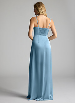 Azazie Natalie Bridesmaid Dresses Steel Blue A-Line Sweetheart Neckline Stretch Satin Dress image5