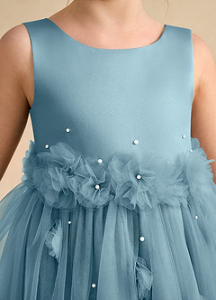 Azazie Lux Flower Girl Dresses Moody Blue A-Line Beaded Tulle Dress image7