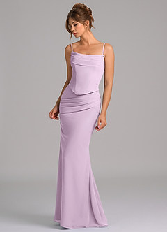 Azazie Sorrel Bridesmaid Dresses Frosted Lilac Mermaid Corset Chiffon Dress image6
