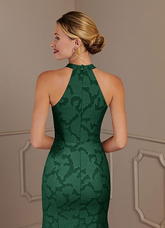 Azazie Tyra Venta Final Vestido de Verde Oscuro de Devorado Floral de Corte Sirena image5