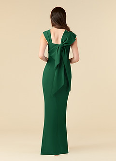 Azazie Ellen At-home Try On Dresses Dark Green Sheath Side Slit Stretch Crepe Dress image2