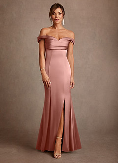 Azazie Boone Klänningar till brudens mor Klä Sjöjungfru i Stretch Satin Av axeln Rosett image2