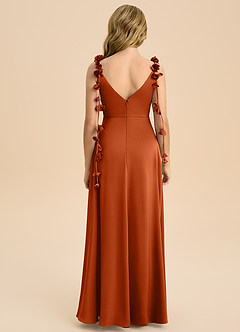 Azazie Gumdrop Junior Burnt Orange Empire Pleated Stretch Satin Dress image7