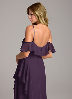 Azazie Aubrie Vente Finale Robe Trapèze en Mousseline de soie Épaule décolletée Eucalyptus image2