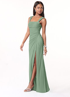 Azazie Jesaphine Bridesmaid Dresses Matcha Sheath Ruched Mesh Dress image4