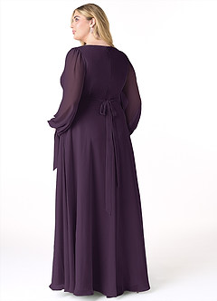 Azazie Leonia Bridesmaid Dresses Plum A-Line Long Sleeve Chiffon Dress image9