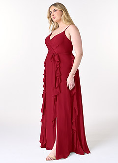 Azazie Peyton Bridesmaid Dresses Scarlet A-Line Ruched Chiffon Dress image9