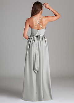 Azazie Llana Maternity Bridesmaid Dresses A-Line Stretch Satin Floor-Length Dress with Pockets image2