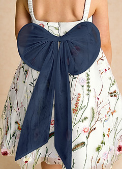 Azazie Peppa Flower Girl Dresses Ivory Dark Navy A-Line Sweetheart Neckline Tulle Dress image6
