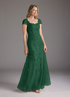 Azazie Marbella Mother of the Bride Dresses Dark Green Mermaid Queen Anne Sequins Lace Dress image3