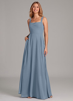 Azazie Shaude Brautjungfernkleider A-Linie Plissee Chiffon Kleid Staubblau image3