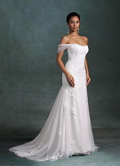Azazie Ella Wedding Dresses Diamond White Mermaid Sweetheart Neckline Tulle Dress image2