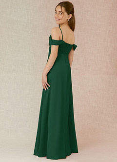 Azazie Kaitlynn Junior Vestido de Verde Oscuro de Gasa de Corte En A con Vestidos sin tirantes image5