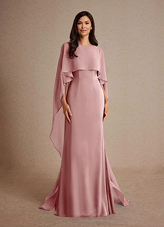 Azazie Milfred Mother of the Bride Dresses Dusty Rose Sheath Boatneck Stretch Satin Dress image5