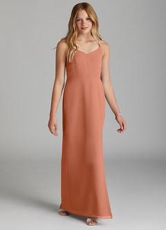 Azazie Becca Junior Robe Sirène en Mousseline de soie Bronze image5