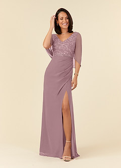 Azazie Laina Mother of the Bride Dresses Dusty Rose Mermaid Lace Chiffon Dress image1