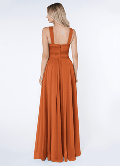 Azazie Kaleigh Bridesmaid Dresses Cinnamon A-Line Pleated Chiffon Dress image2
