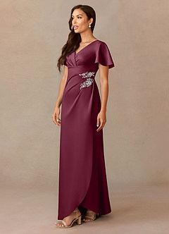 Azazie Robins Abiti per la Madre della Sposa Abito A-Line in Raso Elasticizzato Plissettato Gelso image3