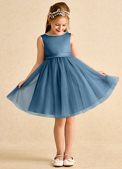 Azazie Jani Flower Girl Dresses Bermuda A-Line Bow Tulle Dress image2