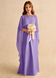 Azazie Fishie Girls Formal Robe Demoiselle D'honneur Fillette Robe Trapèze en Mat Satiné Tahiti image3
