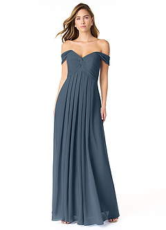 Azazie Kaitlynn Brautjungfernkleider Wandelbar Empire Gerafft Chiffon Kleid Neptunblau image2