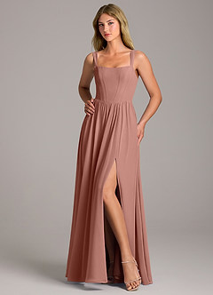 Azazie Rosaline Bridesmaid Dresses Cedar Rose A-Line Side Slit Chiffon Dress image5
